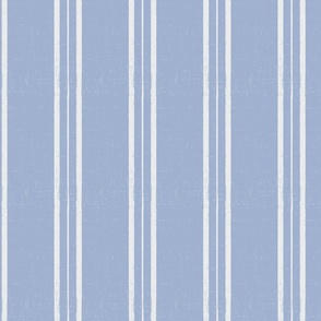 hand painted linen texture french country Stripes, cream on beach blue (S)
