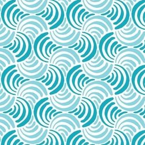 Aqua Blue and White Striped Mermaid Scales - Mini