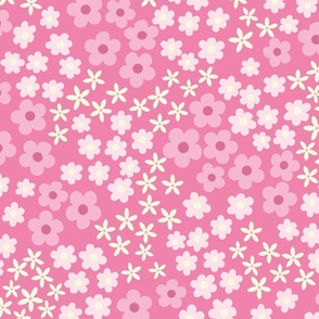 Pink Ditsy Blossoms Floral Print - Large 20” repeat - Perfect for Bedding