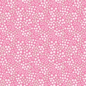 Pink Ditsy Blossoms Floral Print - Small 7” repeat - Spring Quilting Fabric