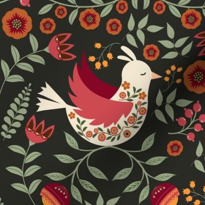 ( M ) Scandi folk birds natural Christmas 