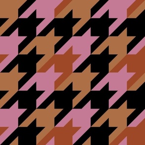 Houndstooth black, pink and brown