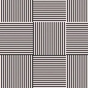 Modern Geometric Woven Stripes Design in Black and White Trellis