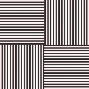 Modern Geometric Woven Stripes Design in Black and White Trellis