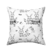 Woodland Animals Bunny Rabbit Ladybug Bee Baby Nursery Gray 