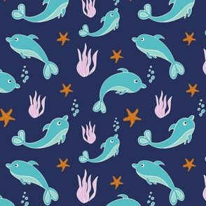 Turquoise Dolphins with blue