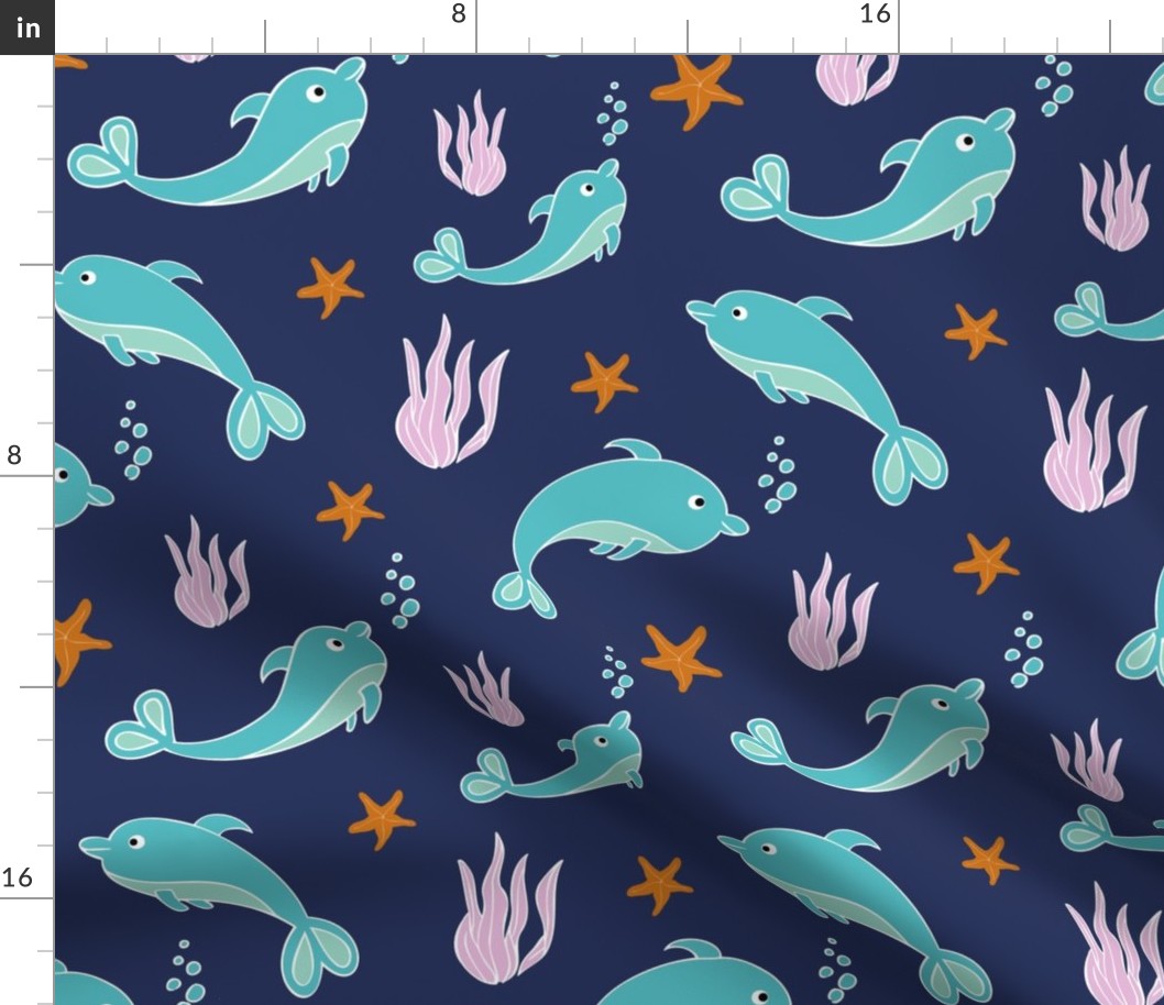 Turquoise Dolphins with blue