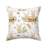 Floral Woodland Animals Bunny Rabbit Ladybug Bee Baby Girl Nursery 