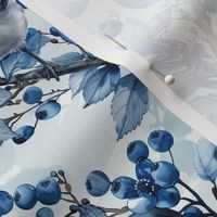 Toile Blue Bird Themed Design Pattern Nature Wallpaper Fabric