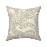 Taupe and Ivory monotone paisley