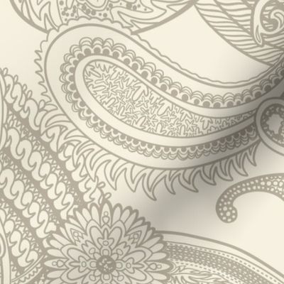 Taupe and Ivory monotone paisley