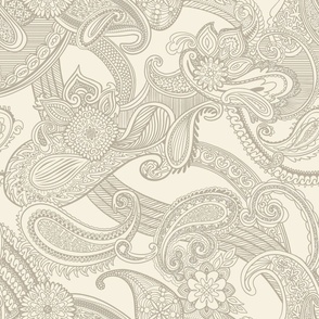 Taupe and Ivory monotone paisley