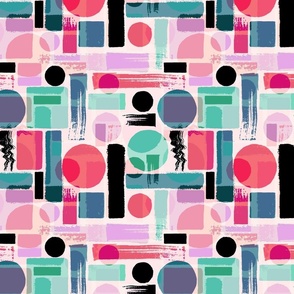 Abstract geometry. Pink, blue, black, lilac