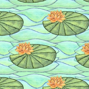 Lily Pads with Lotus Flower