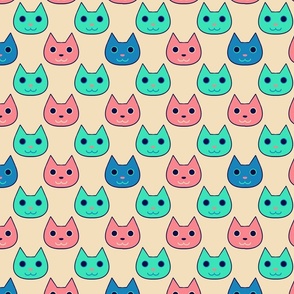 Cat pattern yellow red green and blue 