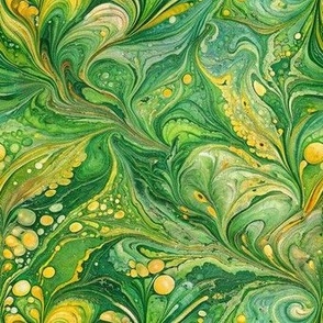 Marbling Suminagashi - Green and Yellow