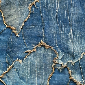 Distressed Denim Large Scale Trompe L'oeil