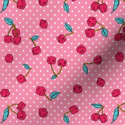 Cherry Dice with Polka Dots, Retro Bold Pink