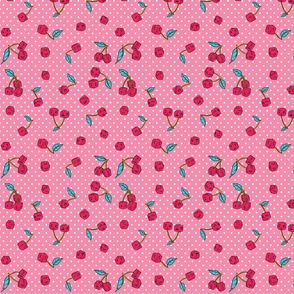 Cherry Dice with Polka Dots, Retro Bold Pink