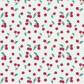 Cherry Dice with Polka Dots, Retro Bold Multi Colored