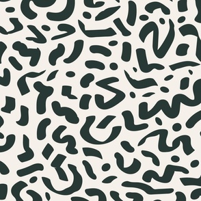 Large - modern colorful crayon squiggle design in black and white