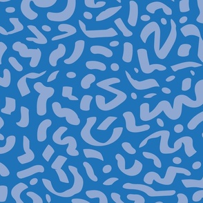 Large - modern colorful crayon squiggle design in blue