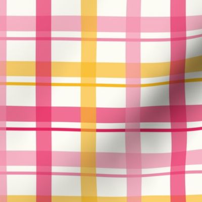 Madras Plaid in Retro Bold, Pink and Yellow