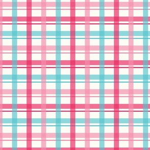 Madras Plaid in Retro Bold, Pink and Blue