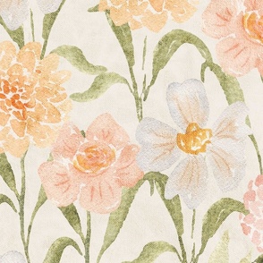 XL Rustic floral with peachy watercolor flowers - Jumbo / Extra Large