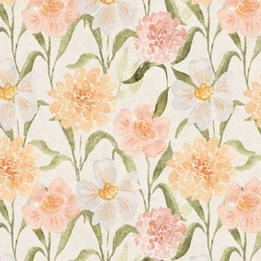 M Rustic floral with peachy watercolor flowers -medium