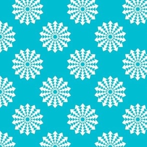 Modern desert flower in cyan blue and white. Small scale