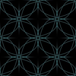 Geometric Pattern - Teal on Black