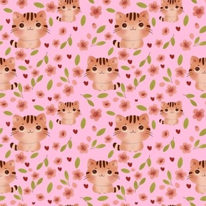 Whiskers & Blooms: A Feline Fantasy Cat and Blossom pink