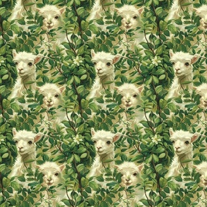 Alpaca Greenery Animal Themed Design Pattern 