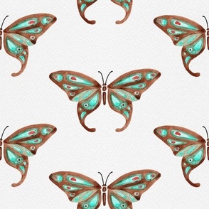 Watercolor Butterfly-BrownTeal