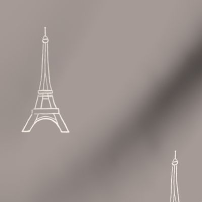 My Little Paris Eiffel Tower and Hearts in  French Grey Solid | Large Version