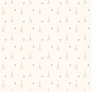 My Little Paris Eiffel Tower and Hearts in French Grey | Small Version