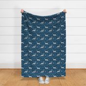 Whimsical Floral Unicorns- Deep Teal and slate