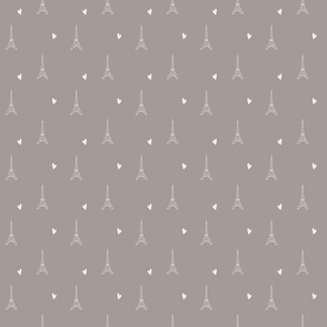 My Little Paris Eiffel Tower and Hearts in French Grey Solid | Small Version