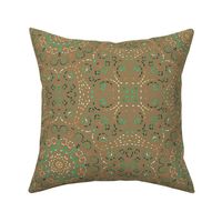 Kaleidoscope Garden Khaki Brown with Embroidery Illusion