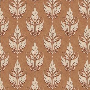 embossed ornate foliage-biscuit brown