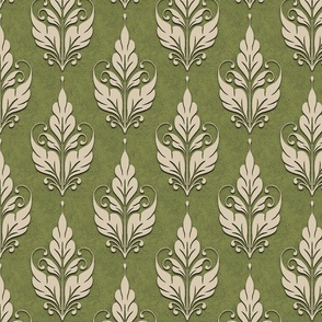 embossed ornate foliage-grass green