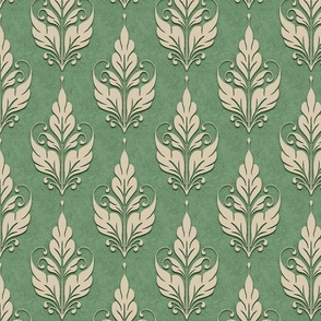 embossed ornate foliage-warm green