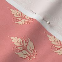 embossed ornate foliage-coral pink