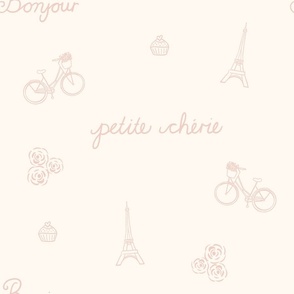 My Little Paris Bonjour Cherie in Soft Pink and Off White | Large Version