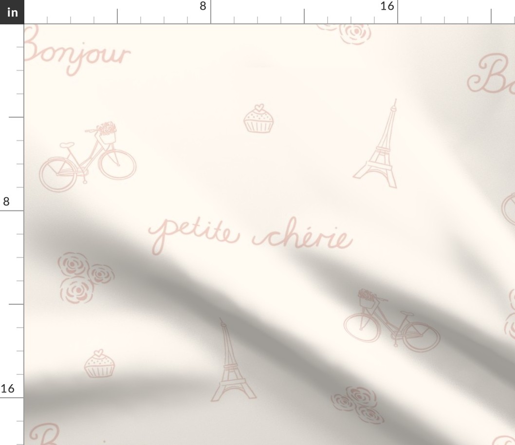 My Little Paris Bonjour Cherie in Soft Pink and Off White | Large Version