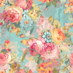 Springtime Symphony: Classic Mid-Century Cottage Floral Tapestry