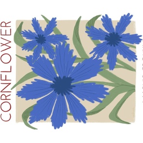 Marian Garden Tea Towels/Wallhanging - Cornflower