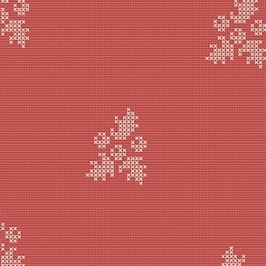 cozy cross stitch cherry blossom red knit