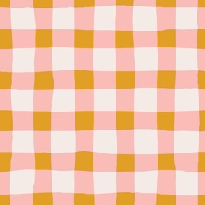Gingham Check Rustic Pink and Tumeric